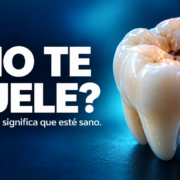 Ilustración de una muela con caries y el mensaje «¿No te duele? No siempre significa que esté sano».